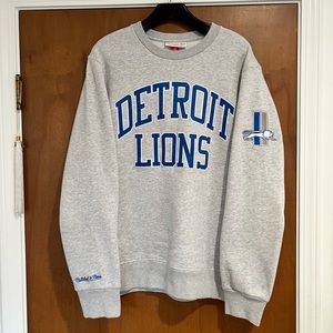 Men’s Large Mitchell & Ness Detroit Lions Crew Neck Sweatshirt
